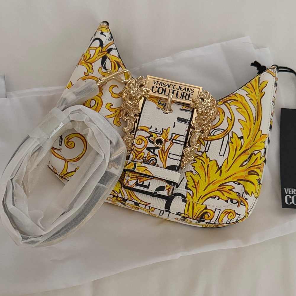 Versace Jeans Collection Yellow Baroque Print Shoulder Bag